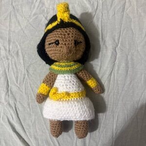Handmade Crochet Doll with Yellow and White Outfit